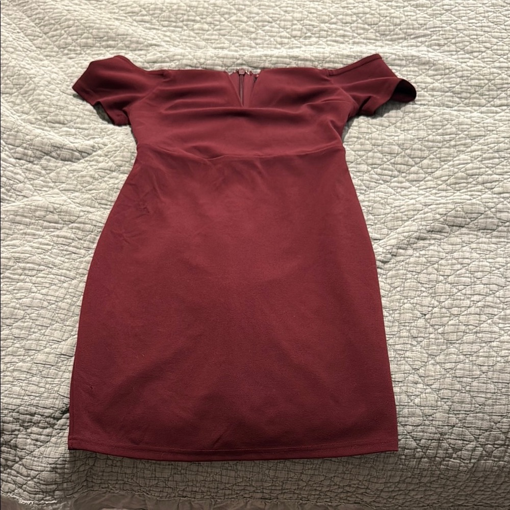 Lulu's Red Ruched Off-Shoulder Mini Dress